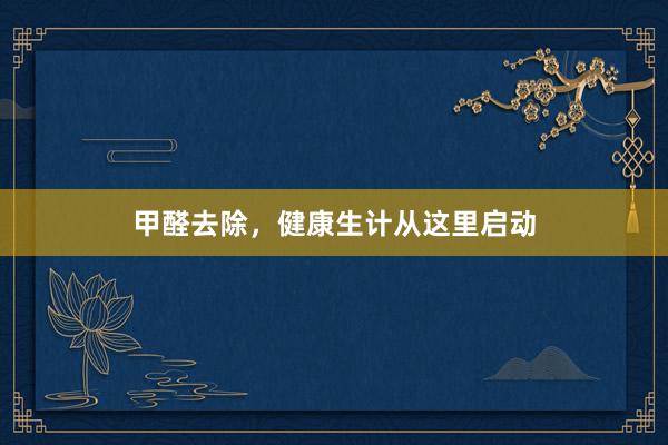 甲醛去除，健康生计从这里启动